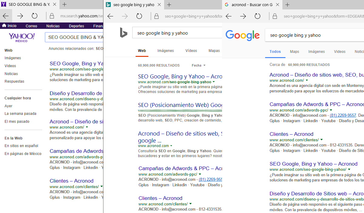 SEO Google Bing y Yahoo